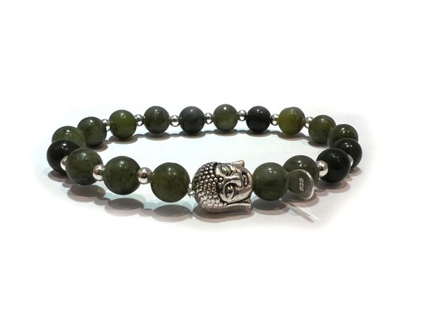 Natural Jade & Sterling Silver Buddha