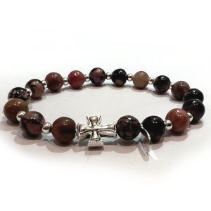 Natural Rhodonite & Sterling Silver Cross