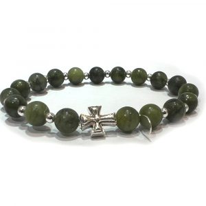 Natural Jade & Sterling Silver Cross