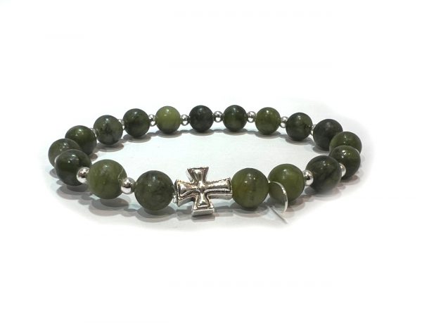Natural Jade & Sterling Silver Cross