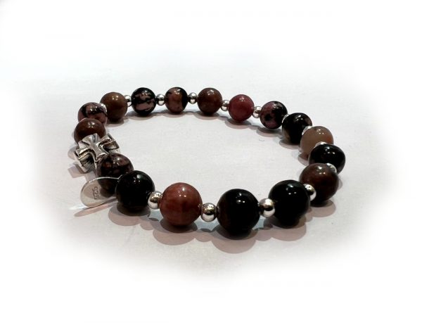 Natural Rhodonite & Sterling Silver Cross - Image 2
