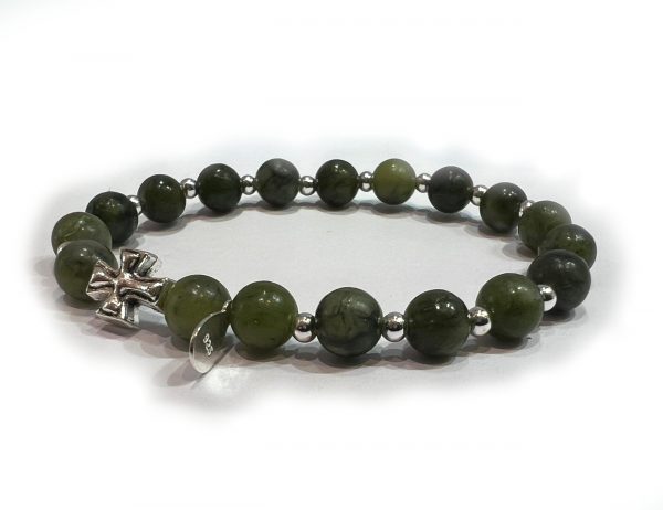 Natural Jade & Sterling Silver Cross - Image 2