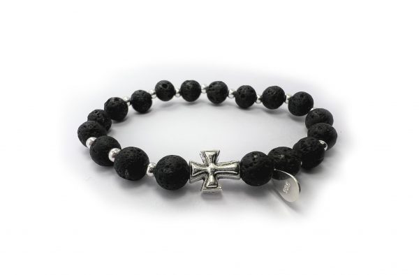 Lava Stones & Sterling Silver Cross