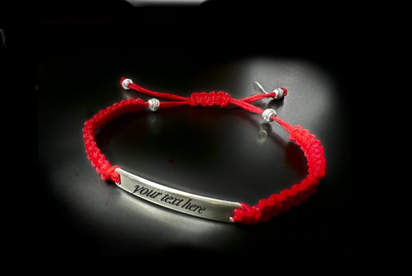 Hand Engraved Sterling Silver Red Bracelet