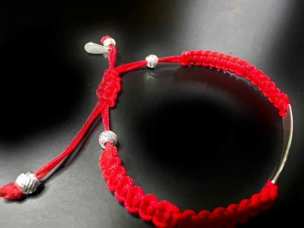 Hand Engraved Sterling Silver Red Bracelet - Image 3