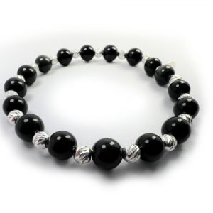 Black Obsidian & Faceted Sterling Silver