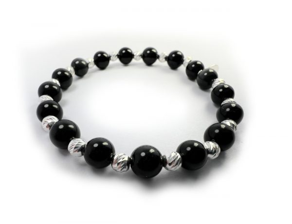 Black Obsidian & Faceted Sterling Silver
