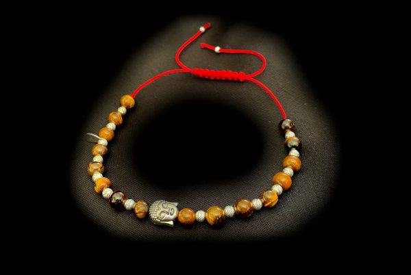 Tiger Eye Buddha & Faceted Sterling Silver | Red String